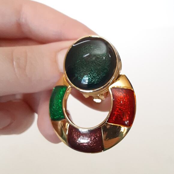 Vintage 80s Costume Jewelry Clip On Earrings 3 Pairs Craft L. Bott Doorknocker - Picture 7 of 13